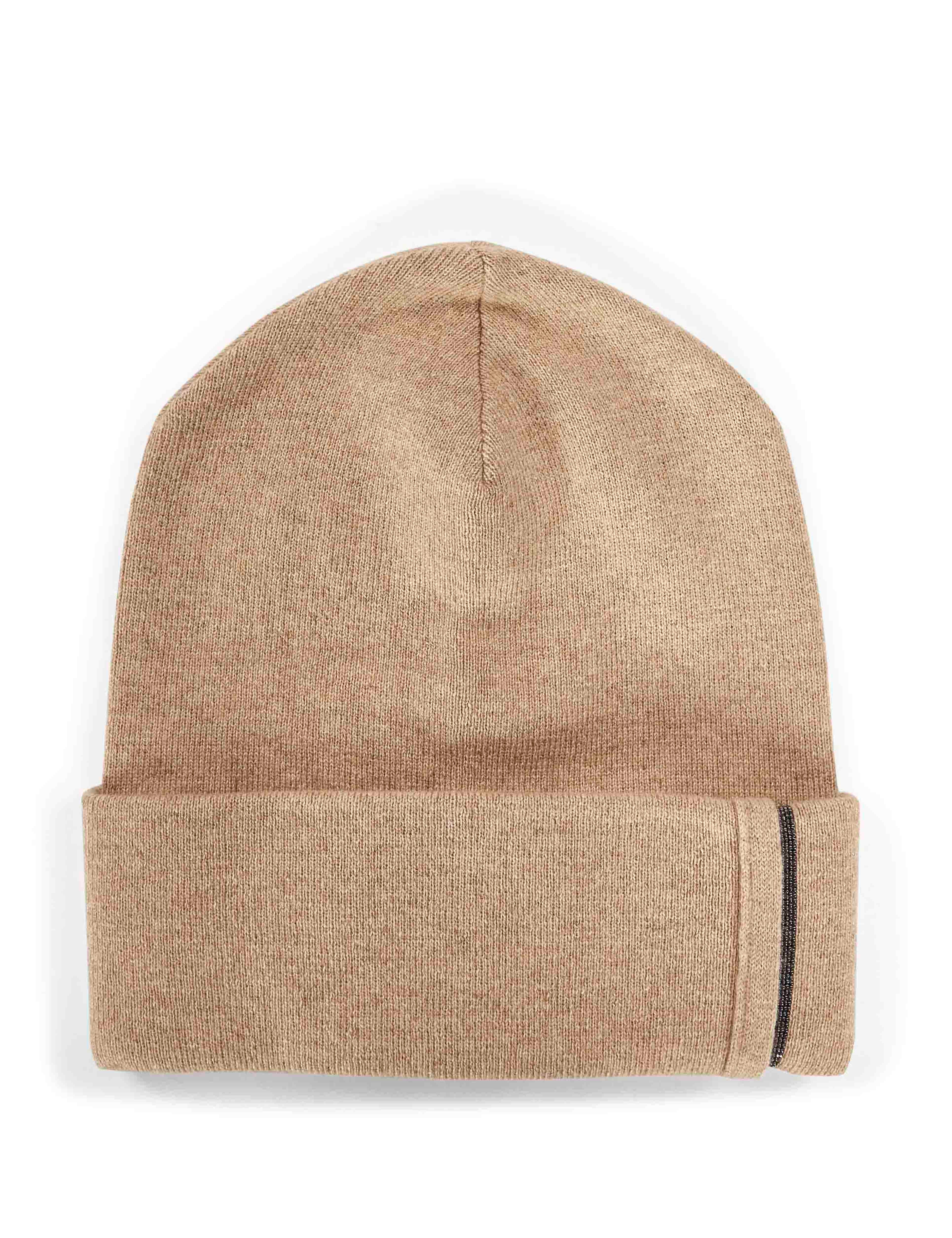 Berretto con risvolto in beige 