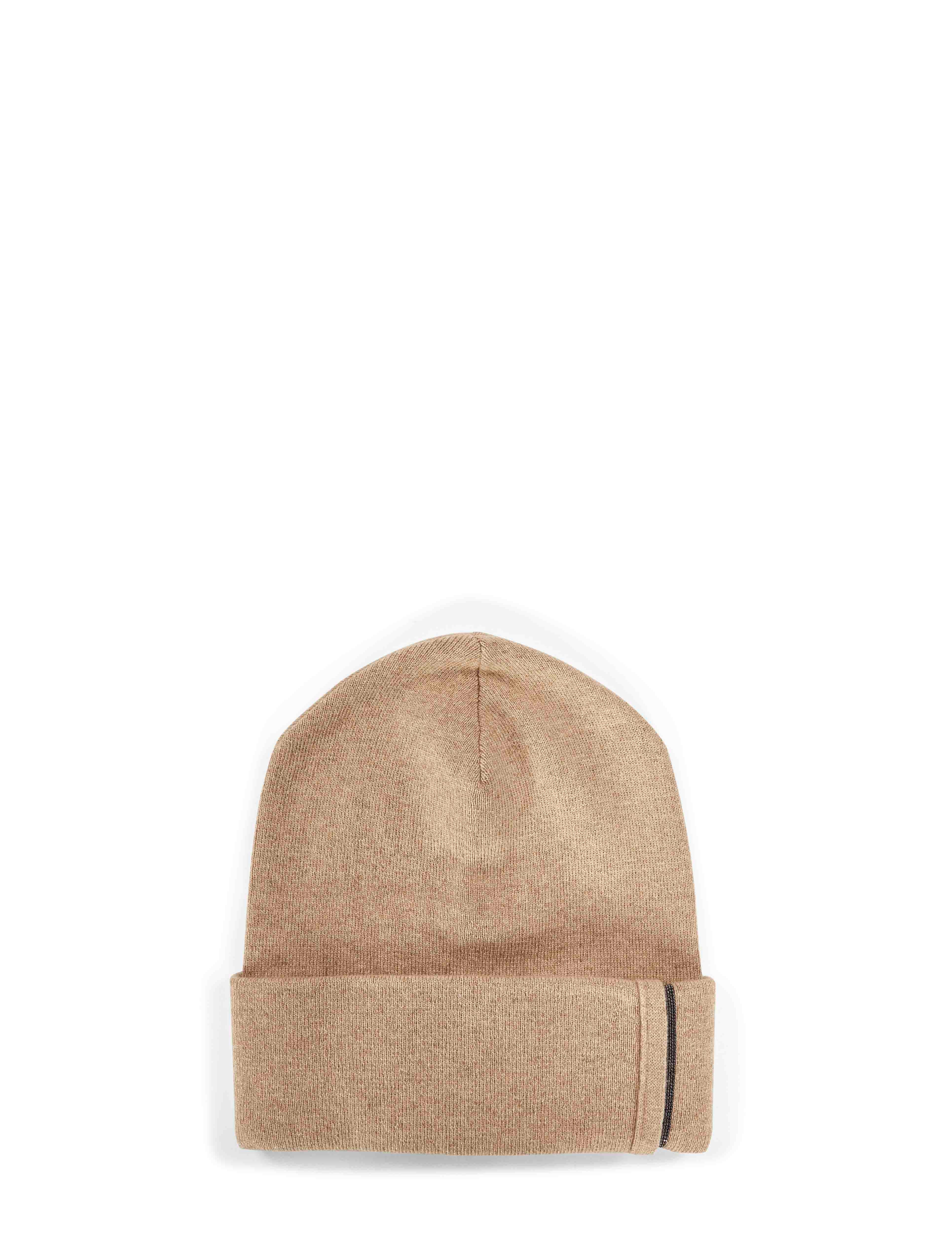 Berretto con risvolto in beige 