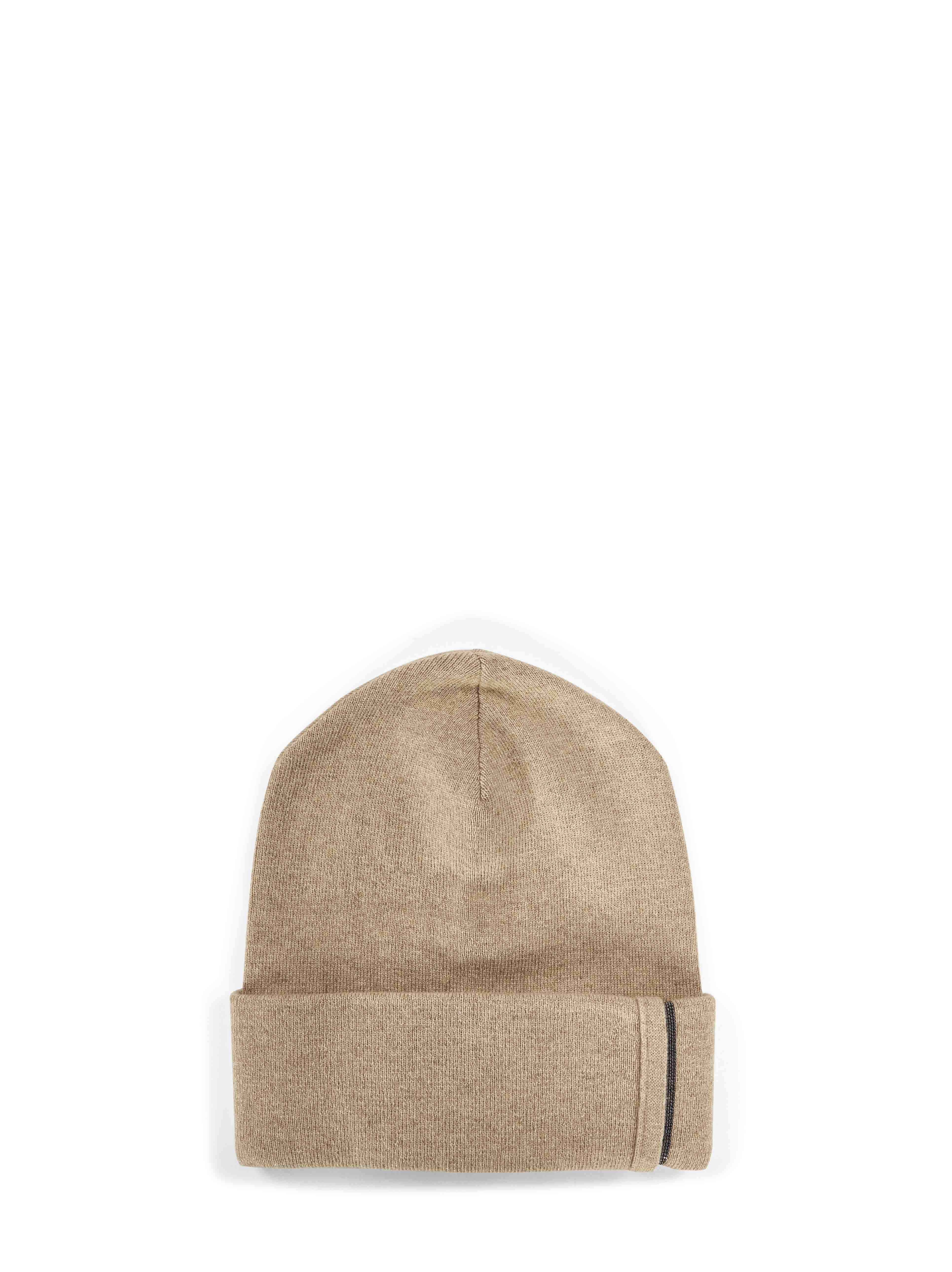 Berretto con risvolto in beige 
