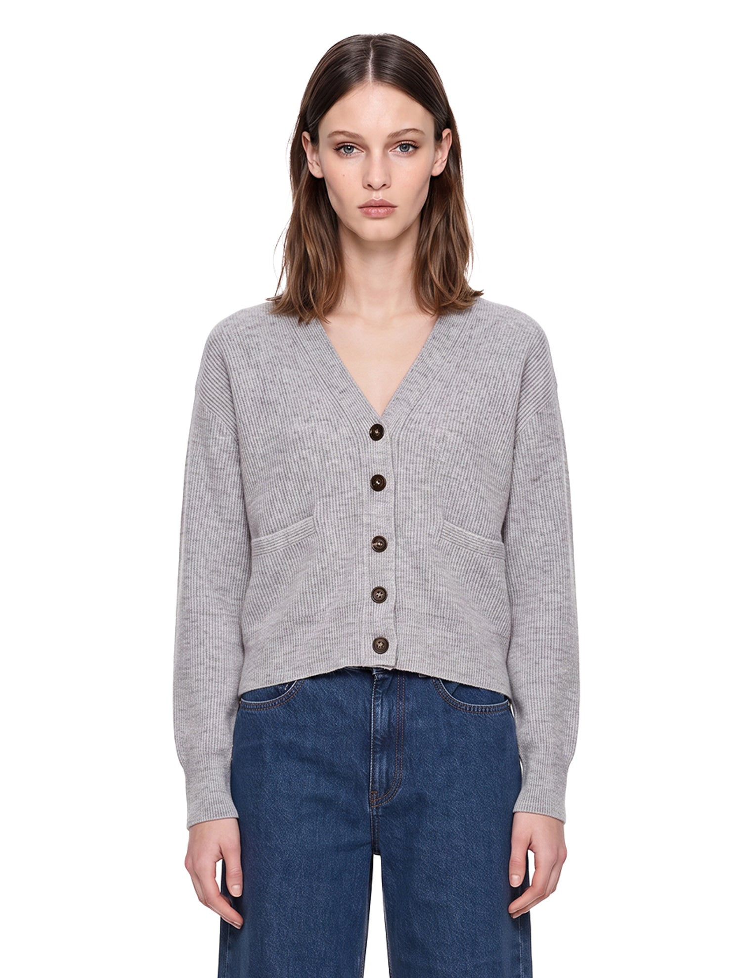 Cardigan scollo a V in grigio 
