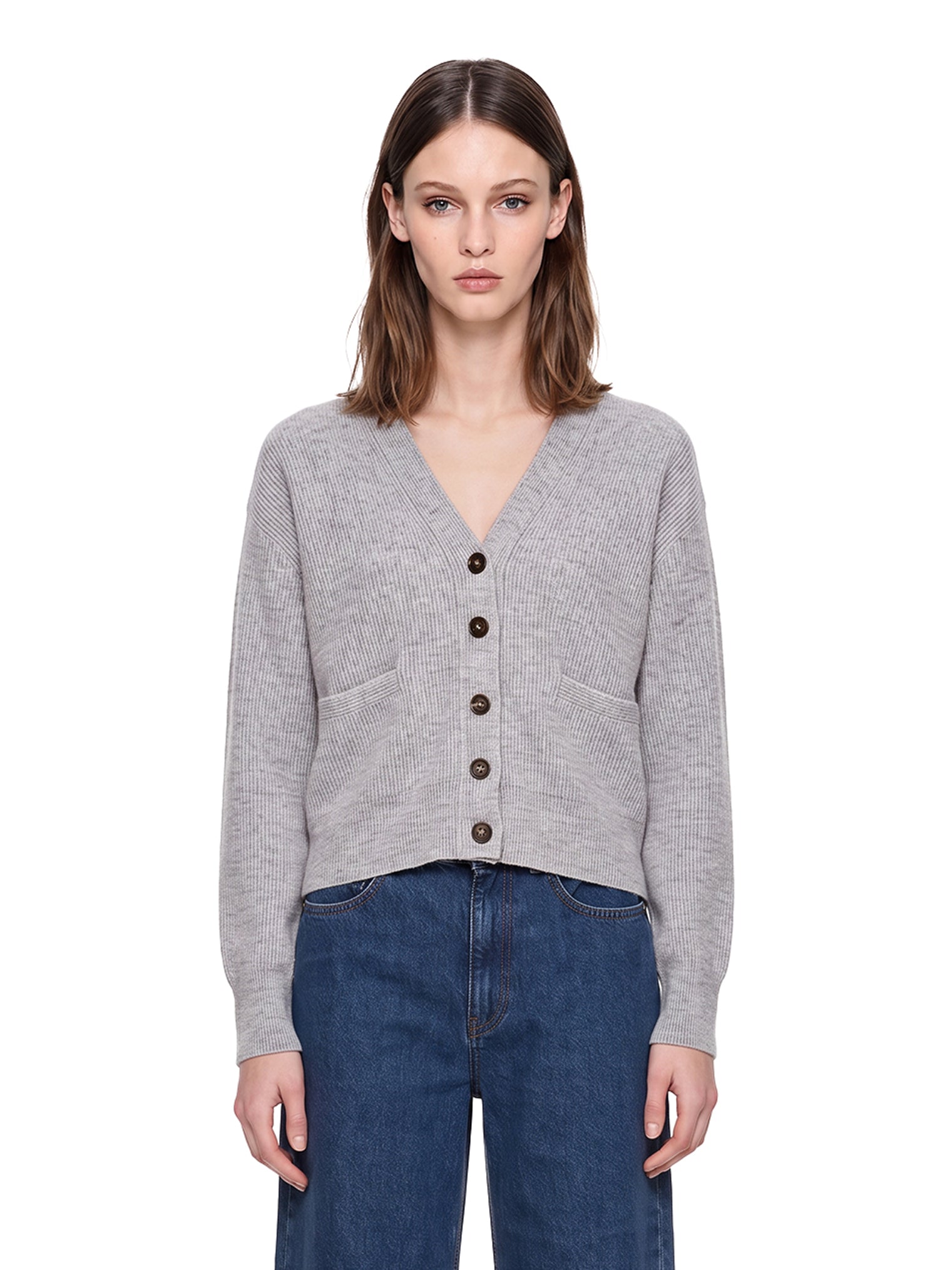 Cardigan scollo a V in grigio 