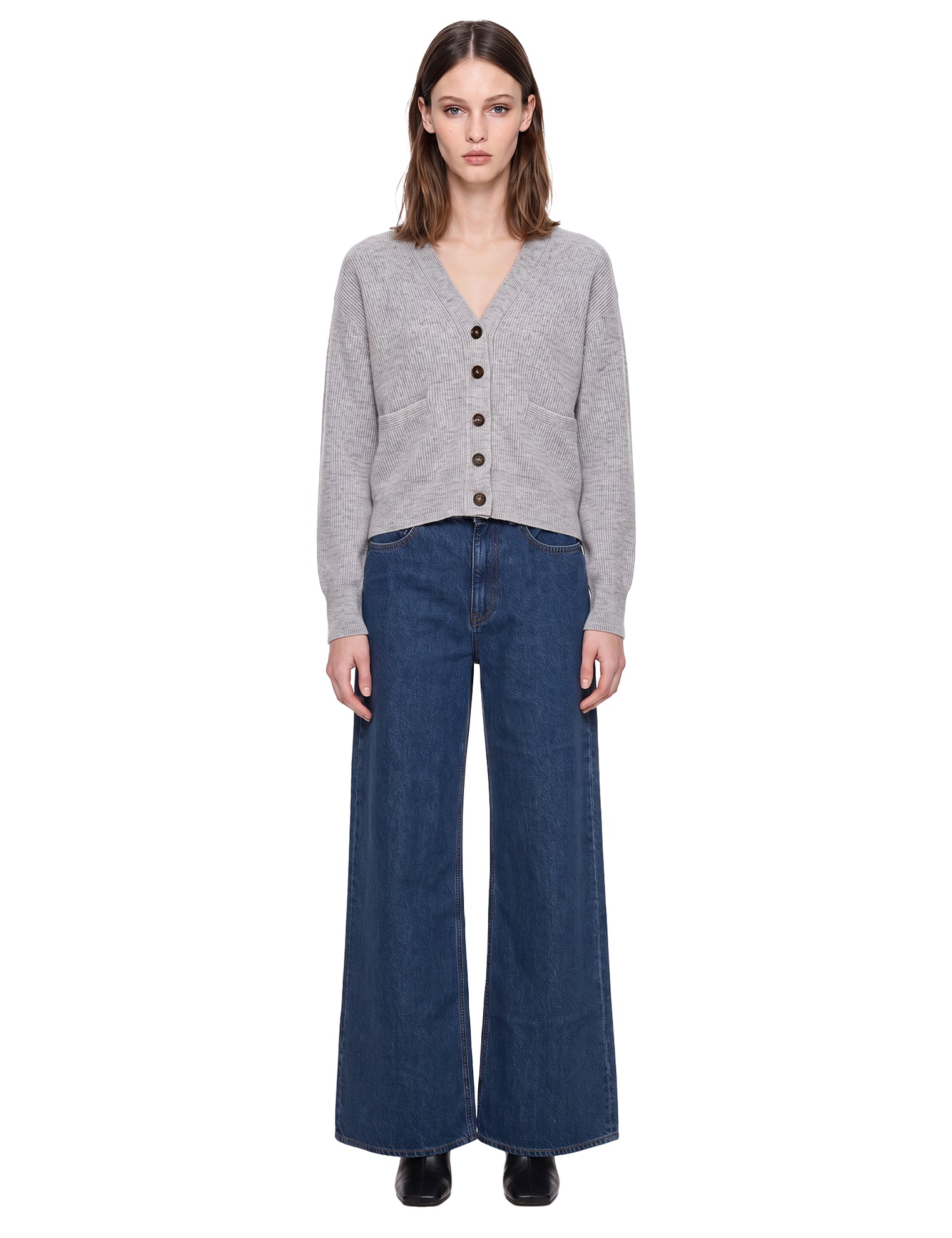 Cardigan scollo a V in grigio 