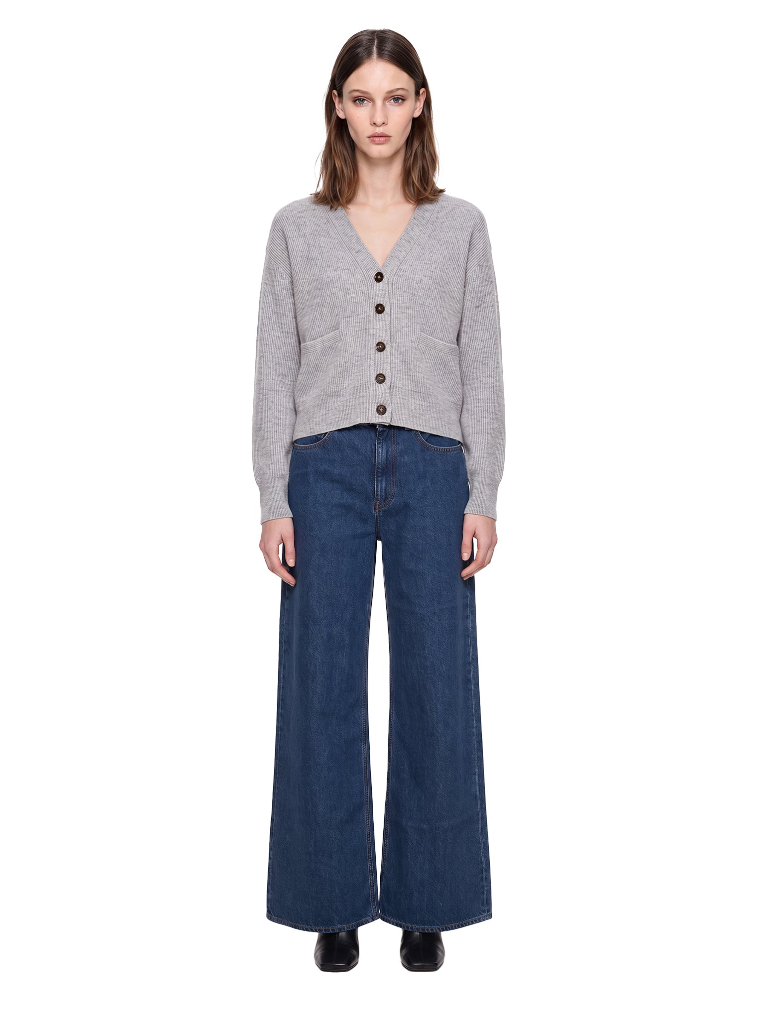 Cardigan scollo a V in grigio 