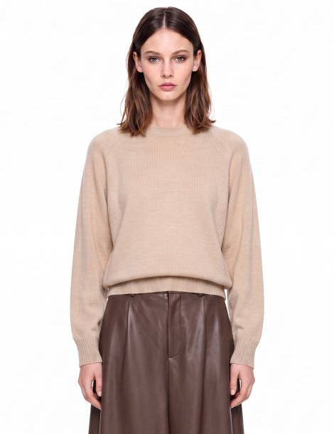 Maglione girocollo in cashmere in beige 