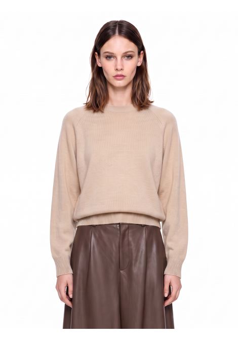 Maglione girocollo in cashmere in beige 