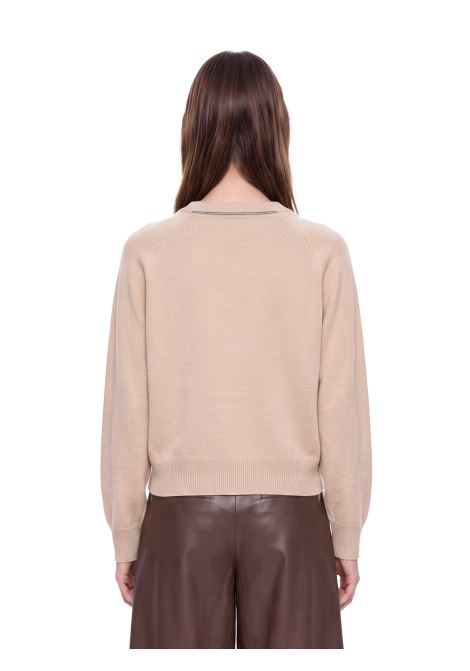 Maglione girocollo in cashmere in beige 