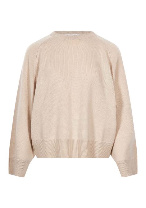 Maglione girocollo in cashmere in beige 