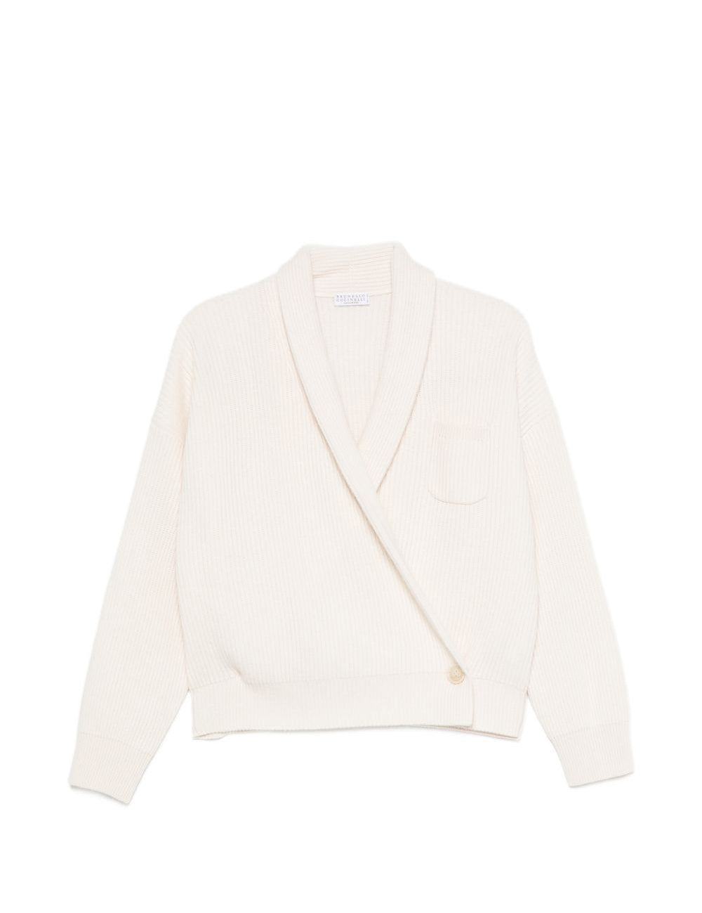 Maglione a coste con design a portafoglio in bianco 