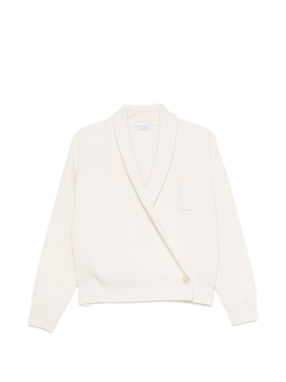 Maglione a coste con design a portafoglio in bianco 