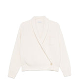 Maglione a coste con design a portafoglio in bianco 