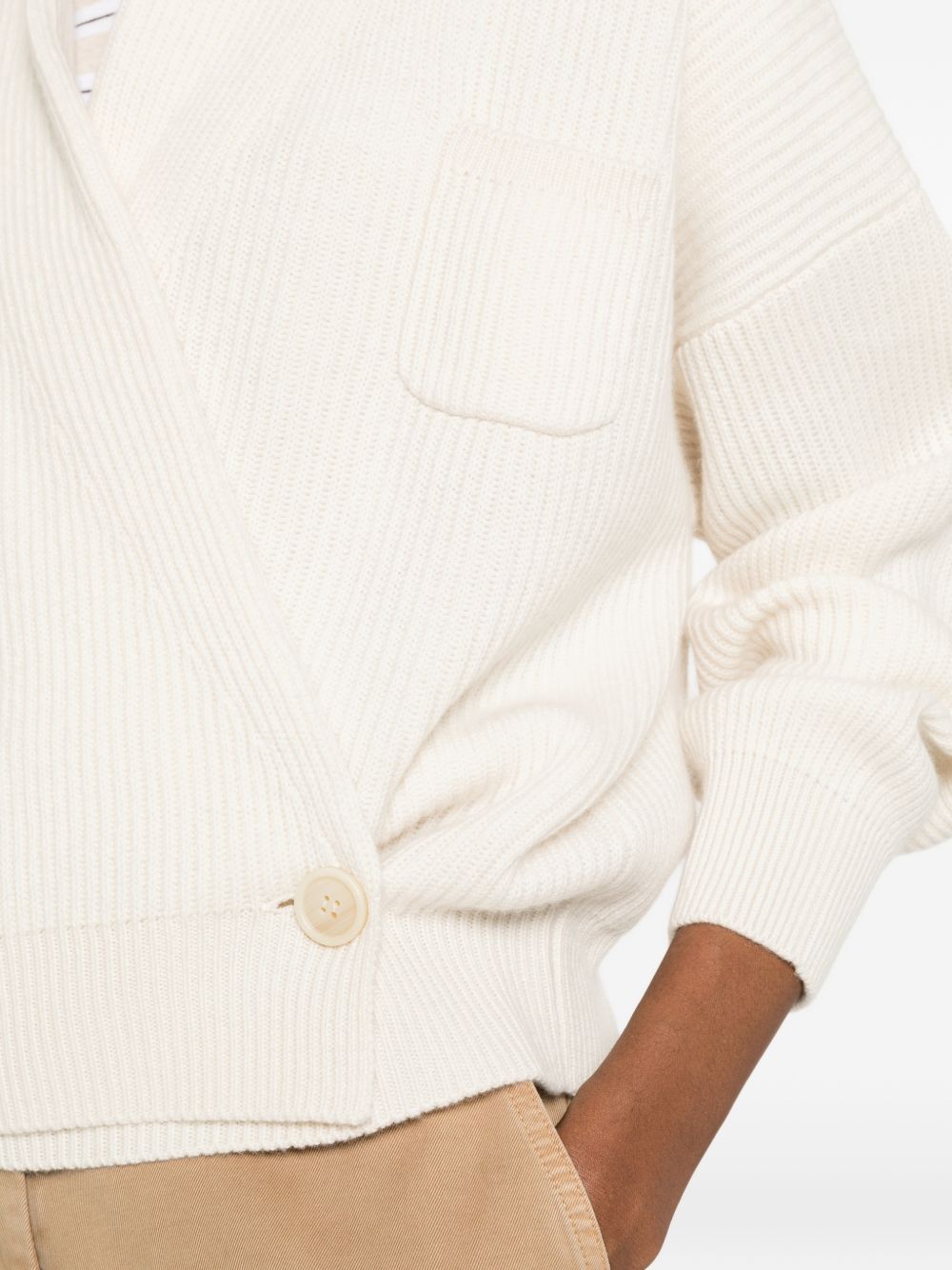 Maglione a coste con design a portafoglio in bianco 