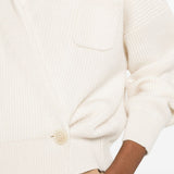 Maglione a coste con design a portafoglio in bianco 