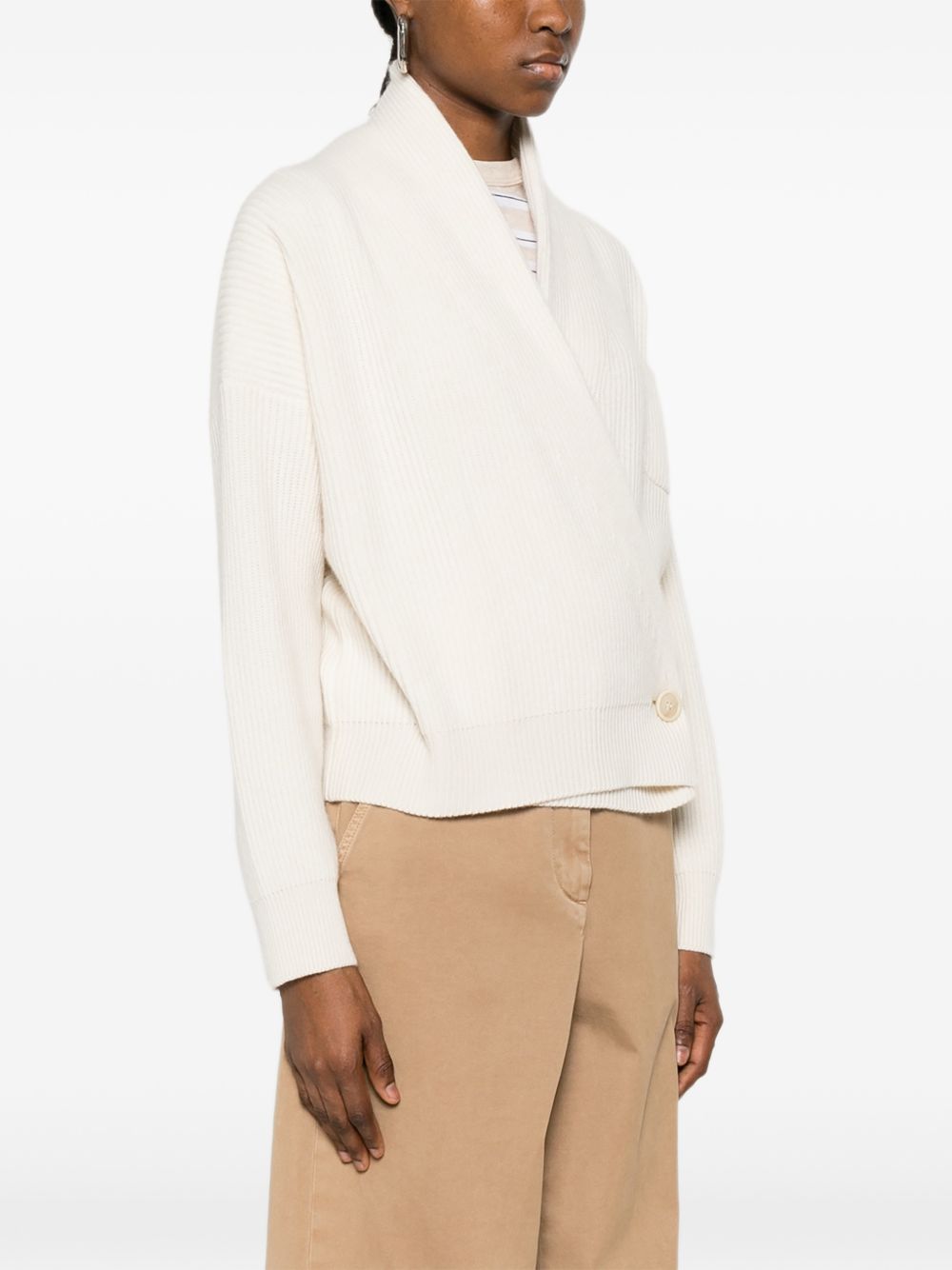Maglione a coste con design a portafoglio in bianco 