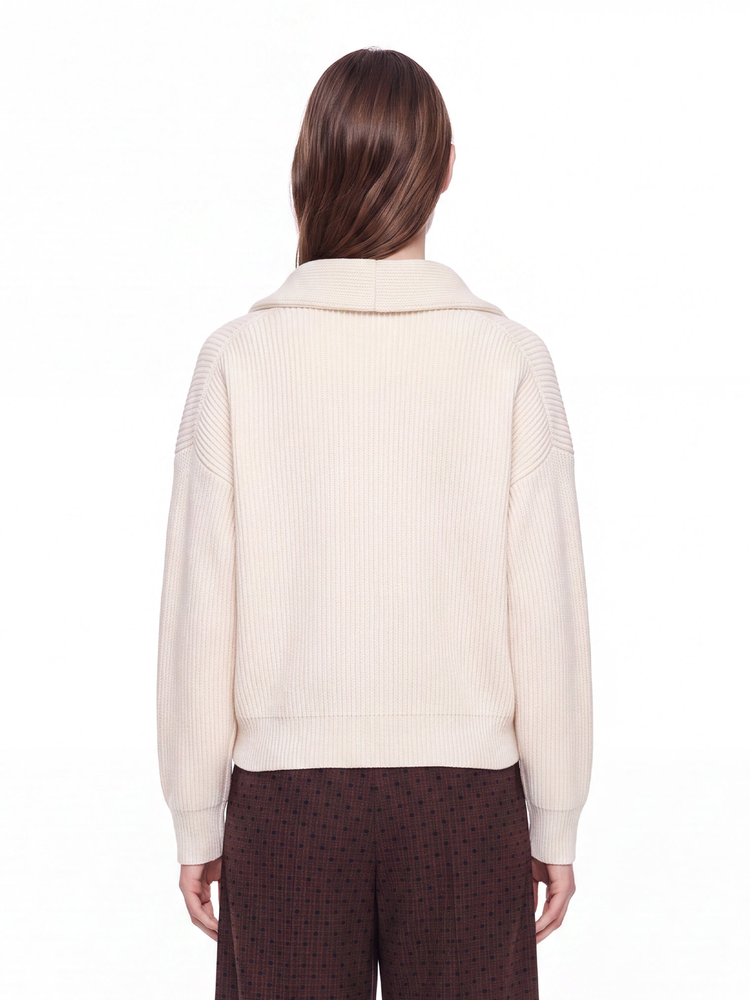 Maglione a coste con design a portafoglio in bianco 