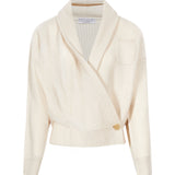 Maglione a coste con design a portafoglio in bianco 