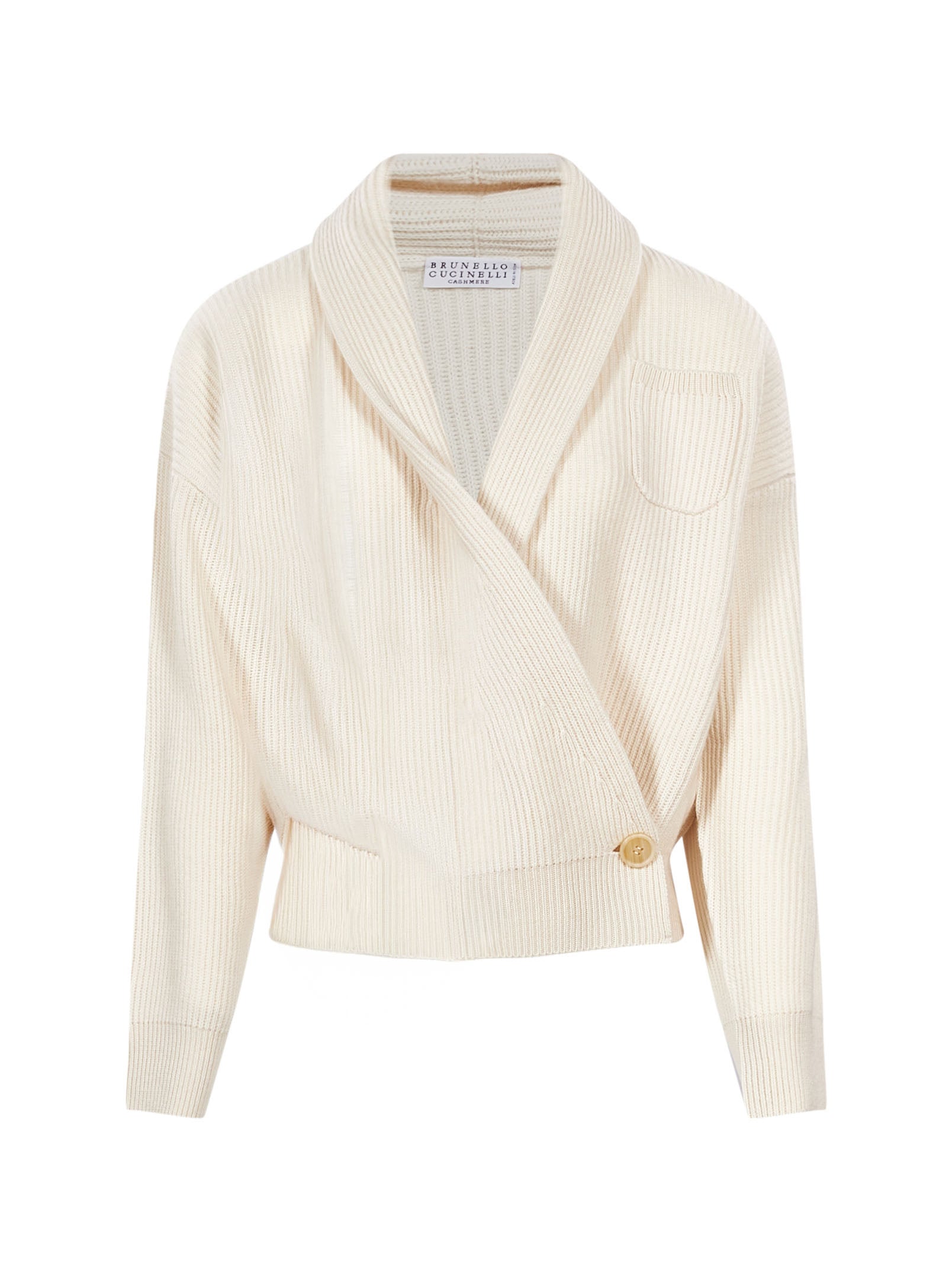 Maglione a coste con design a portafoglio in bianco 