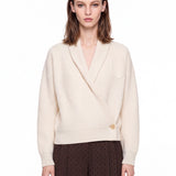 Maglione a coste con design a portafoglio in bianco 