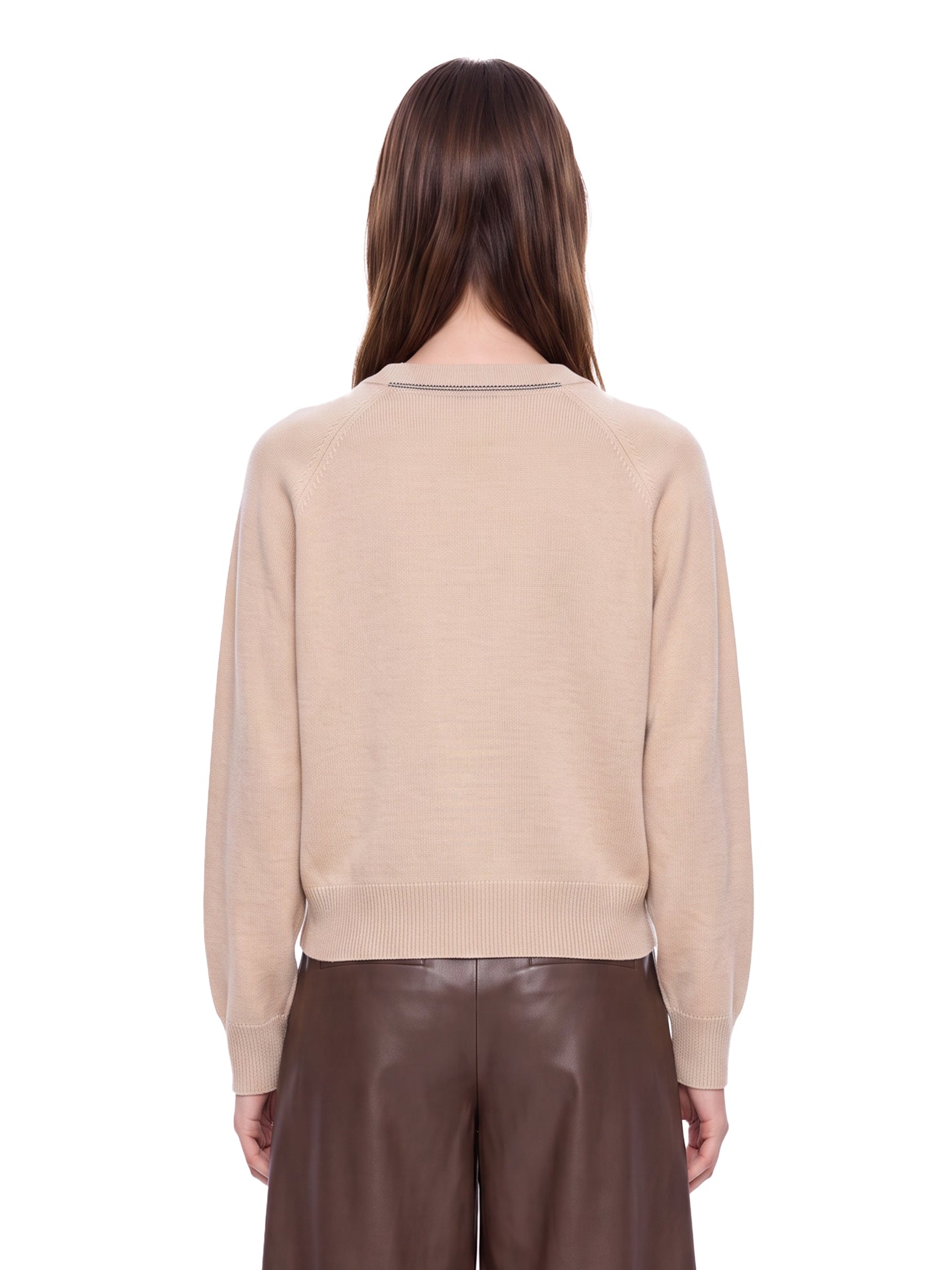Maglione girocollo in cashmere in beige 