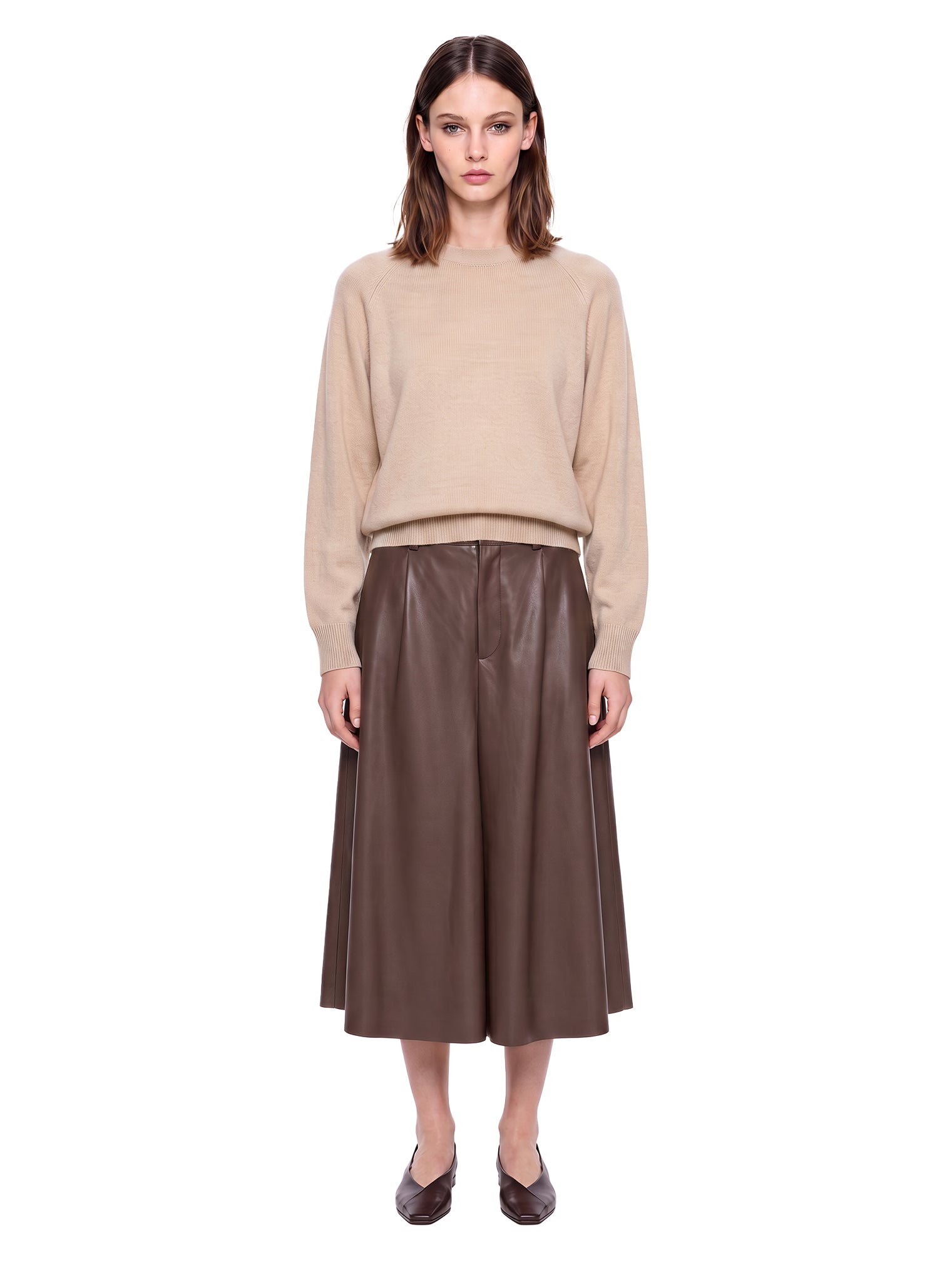 Maglione girocollo in cashmere in beige 