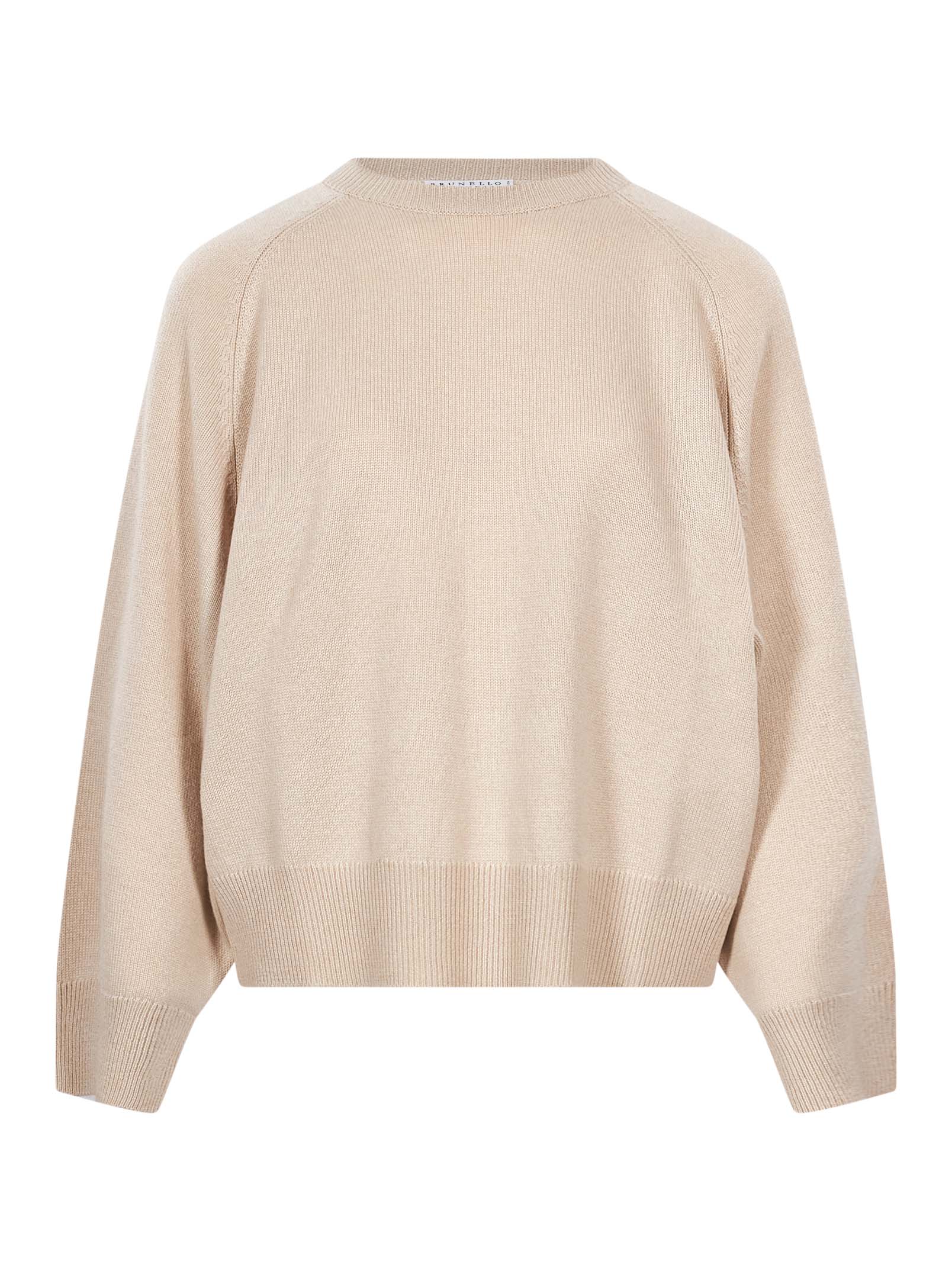 Maglione girocollo in cashmere in beige 