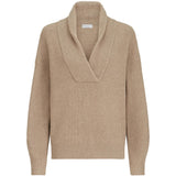 Maglione in cashmere a coste in beige 