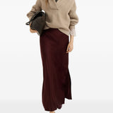 Maglione in cashmere a coste in beige 