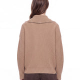 Maglione in cashmere a coste in beige 