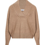Maglione in cashmere a coste in beige 