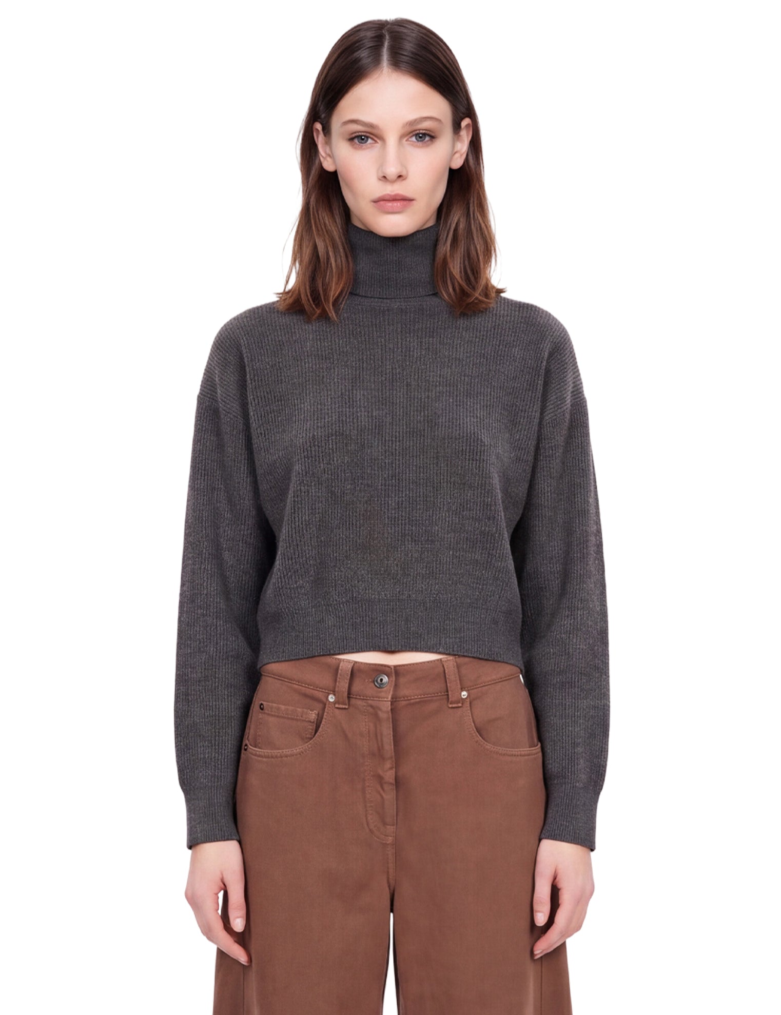 Maglione dolcevita in cashmere in grigio 