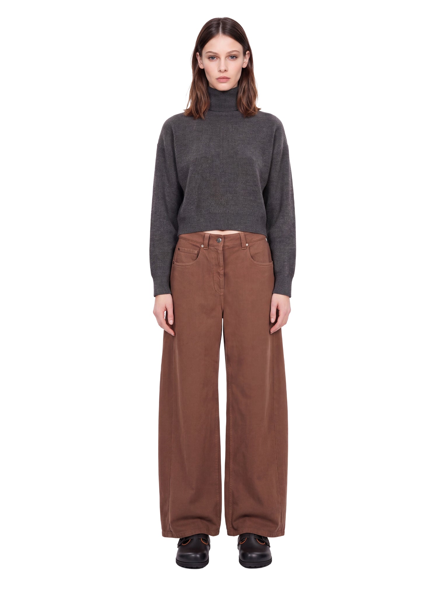 Maglione dolcevita in cashmere in grigio 
