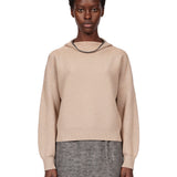 Maglione con orlo a contrasto in beige 