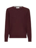 Round-neck sweater in burgundy