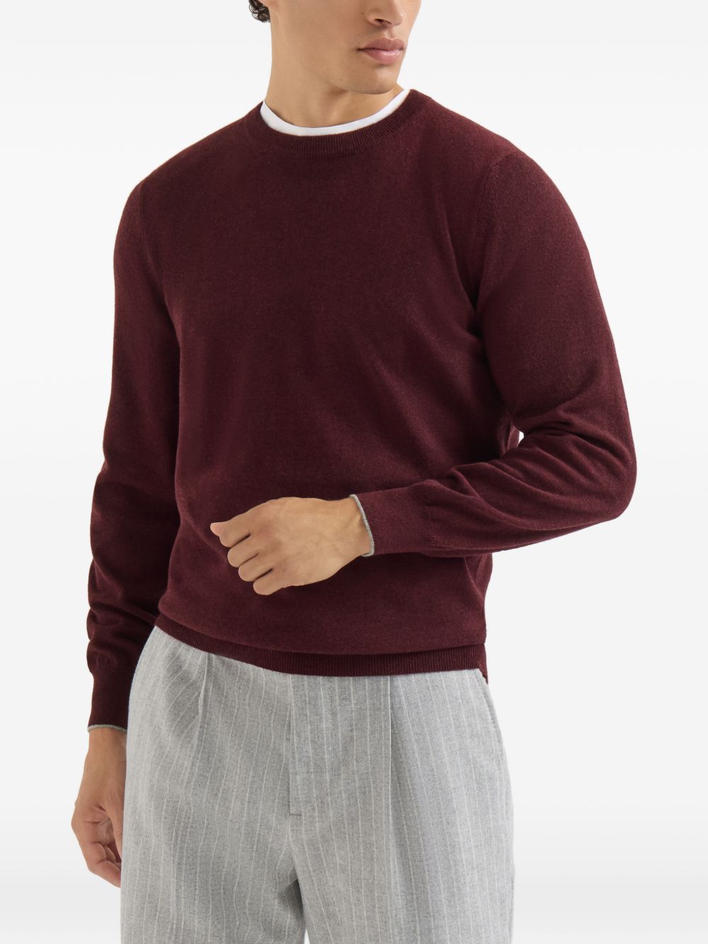 Maglione con collo rotondo in bordeaux 