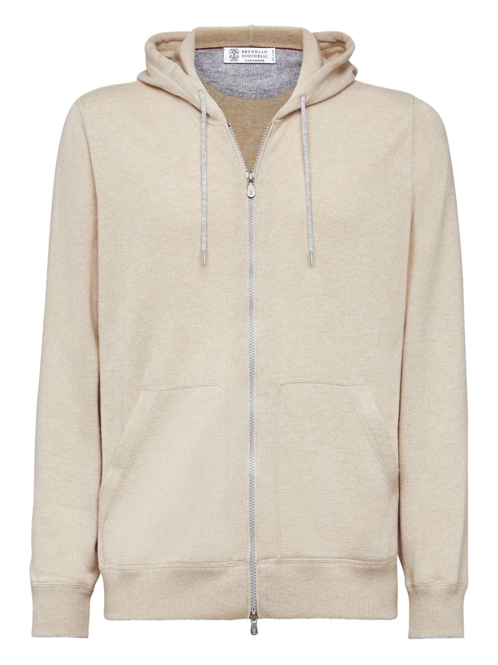 Felpa con zip in beige 