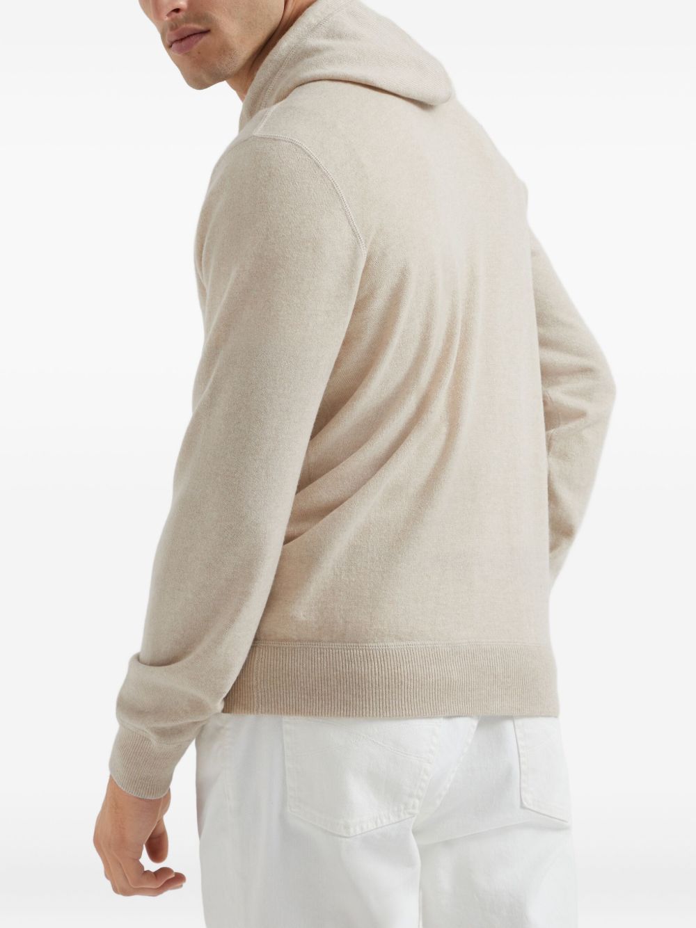 Felpa con zip in beige 