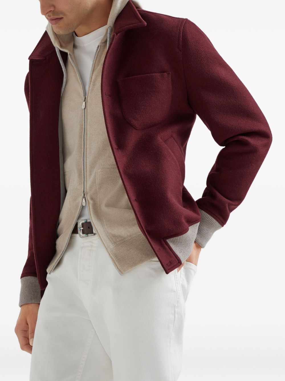 Felpa con zip in beige 
