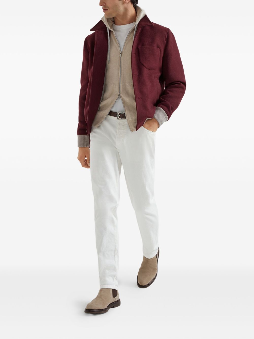 Felpa con zip in beige 