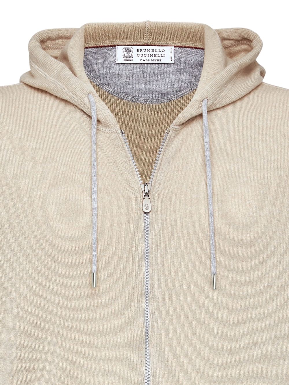 Felpa con zip in beige 