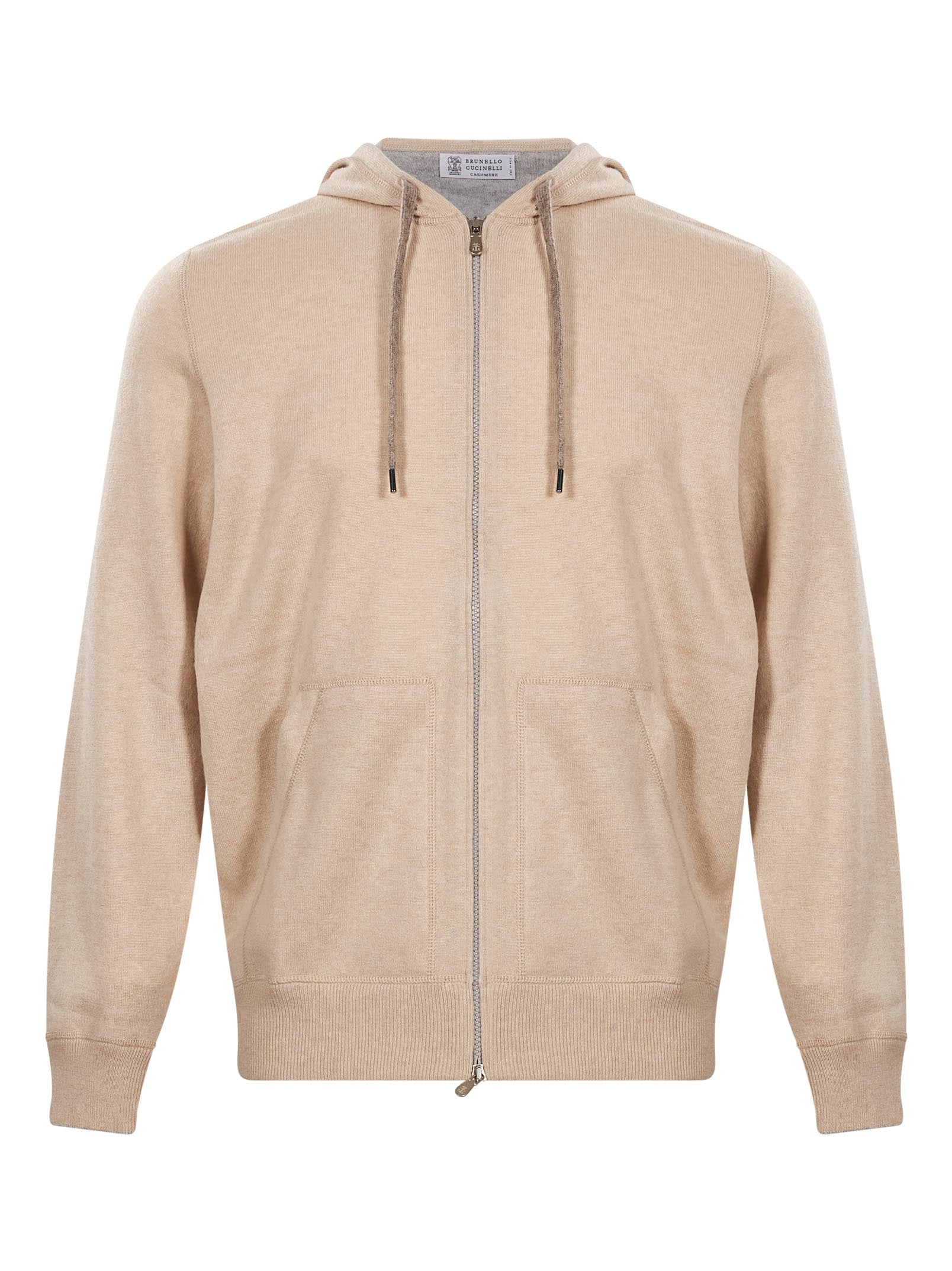 Felpa con zip in beige 
