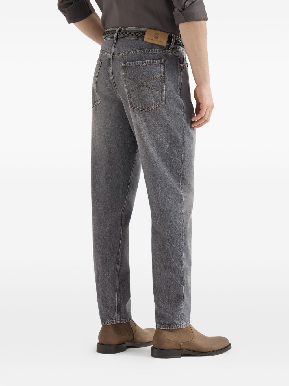 Jeans a cinque tasche in denim grigio con vestibilità iconica. In grigio Brunello cucinelli - uomo 