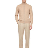 Cardigan con zip in beige 