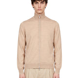 Cardigan con zip in beige 