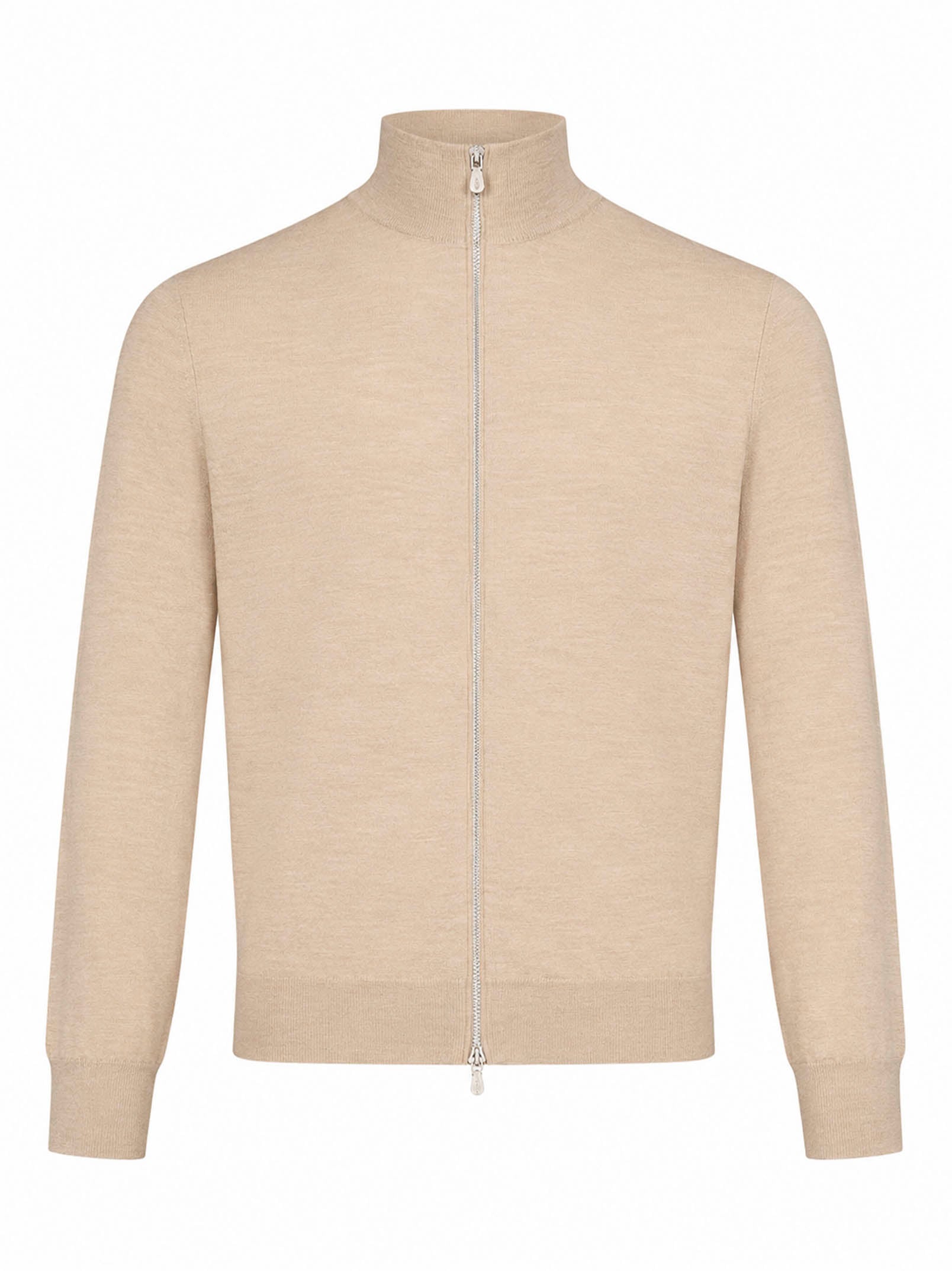 Cardigan con zip in beige 