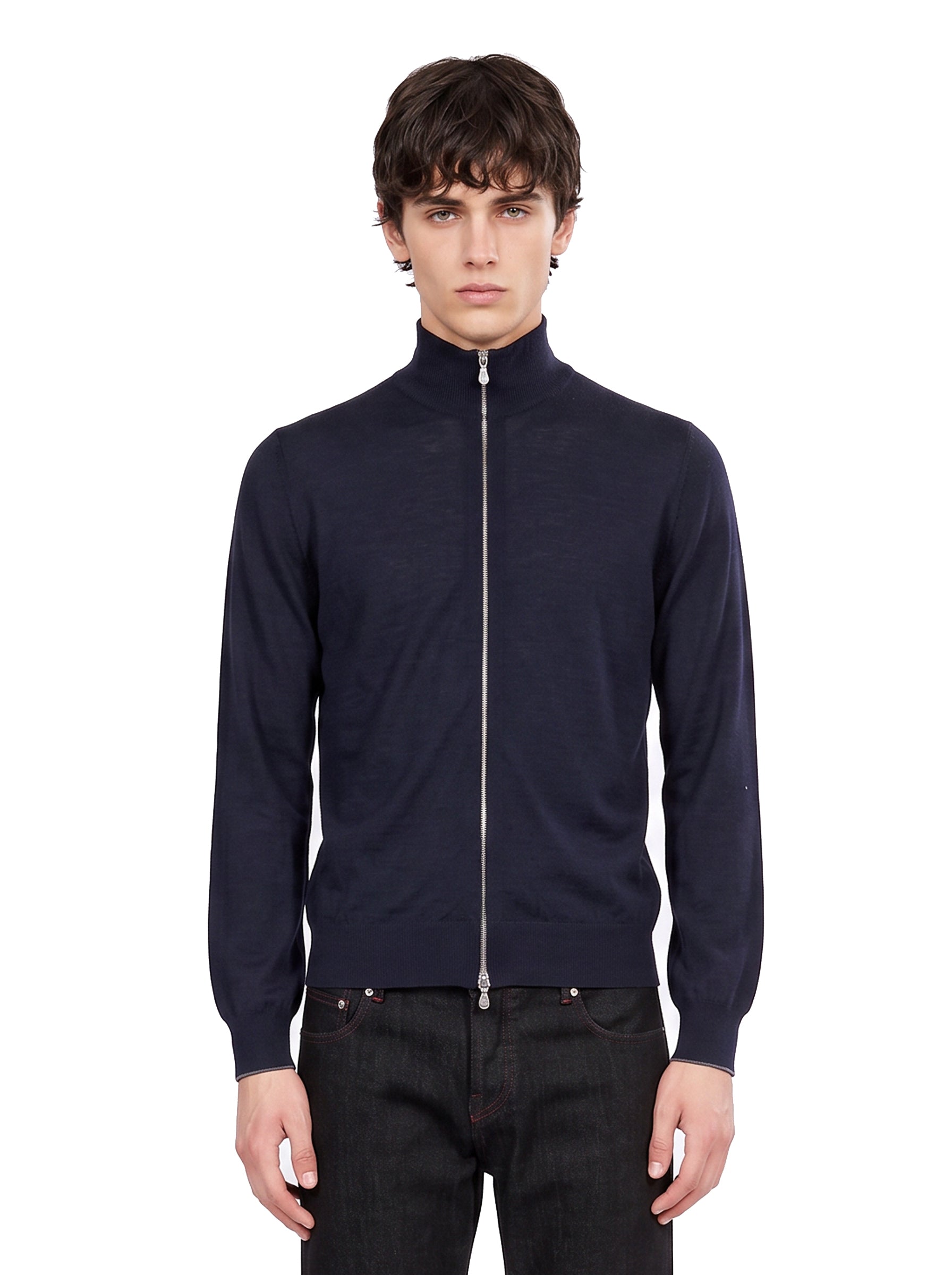 Cardigan con zip in blu 