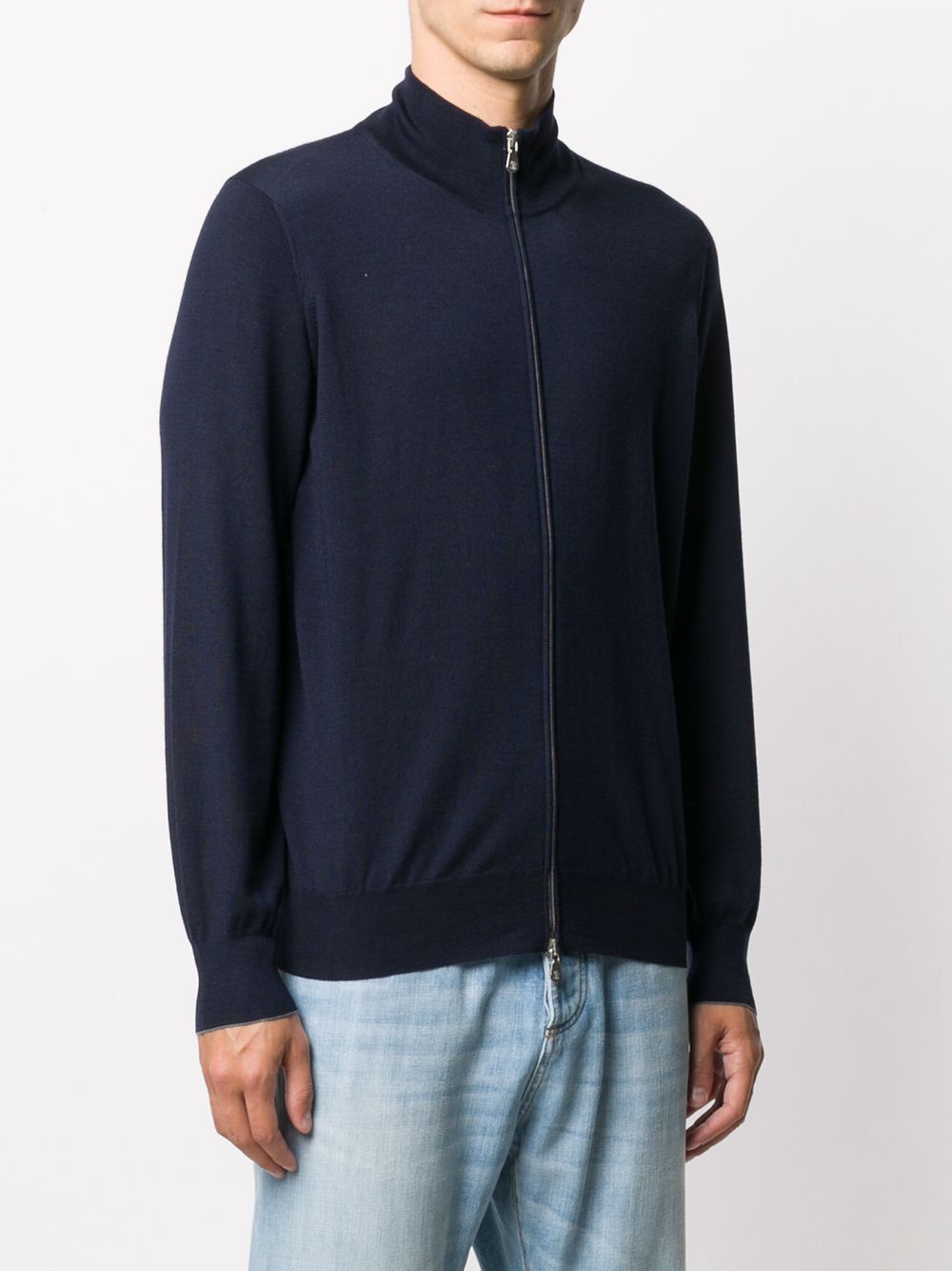 Cardigan con zip in blu 