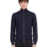Cardigan con zip in blu 