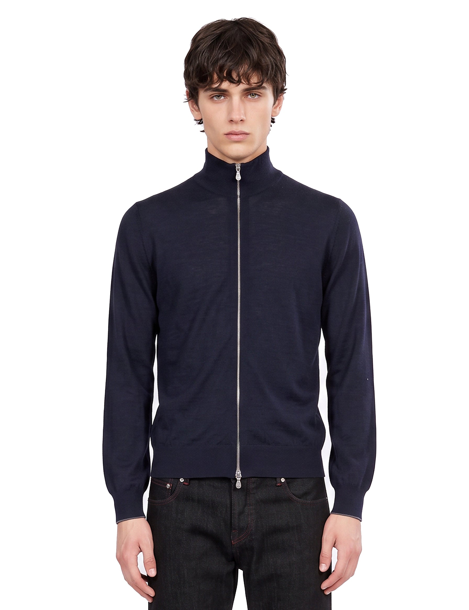 Cardigan con zip in blu 
