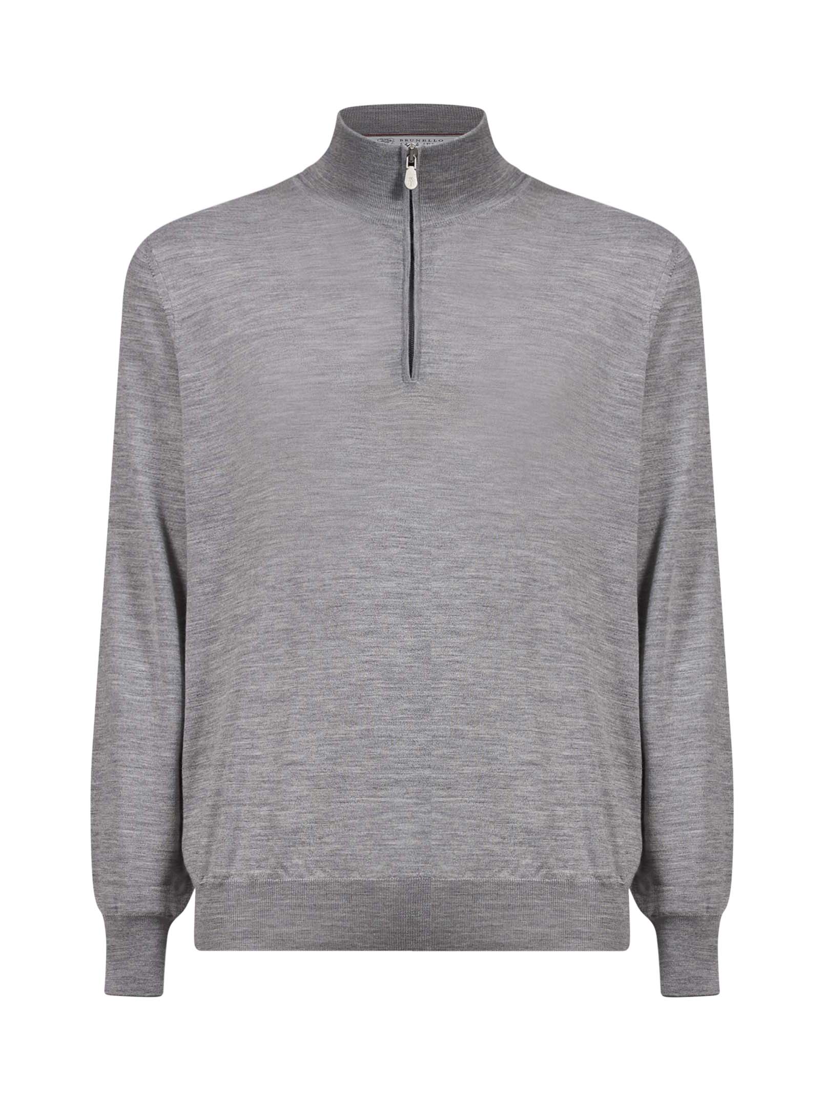 Maglione mezza zip in cashmere grigio 