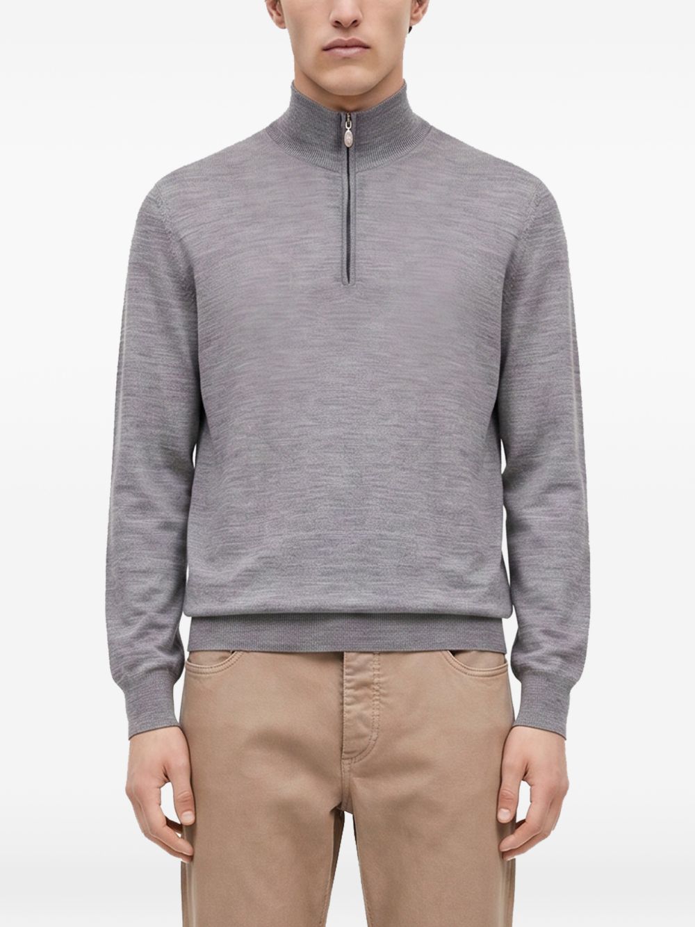Maglione mezza zip in cashmere grigio 