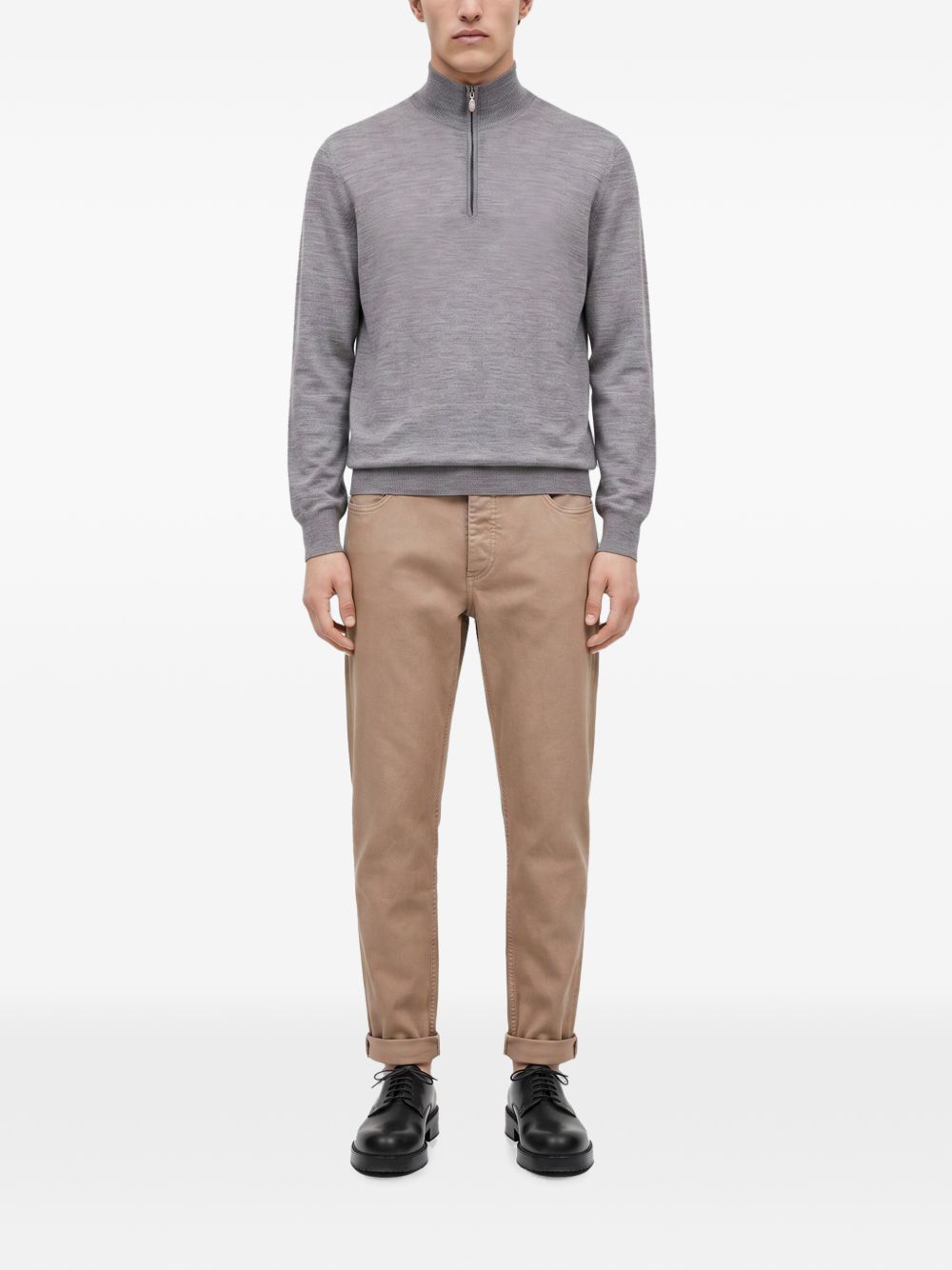 Maglione mezza zip in cashmere grigio 